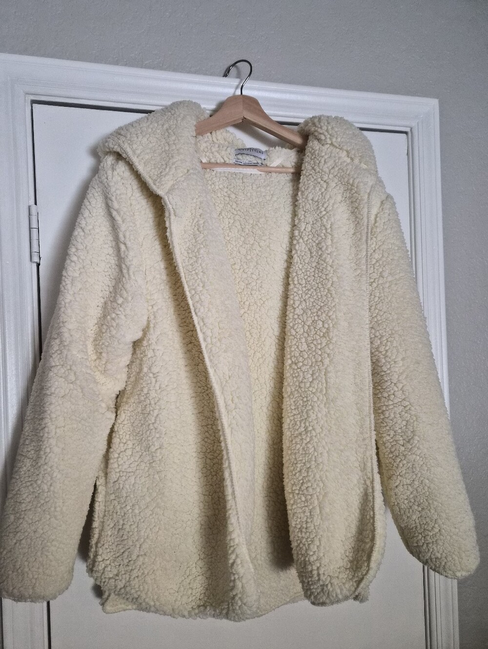 Urban Outfitters Cream Hooded Teddy Sherpa Jacket